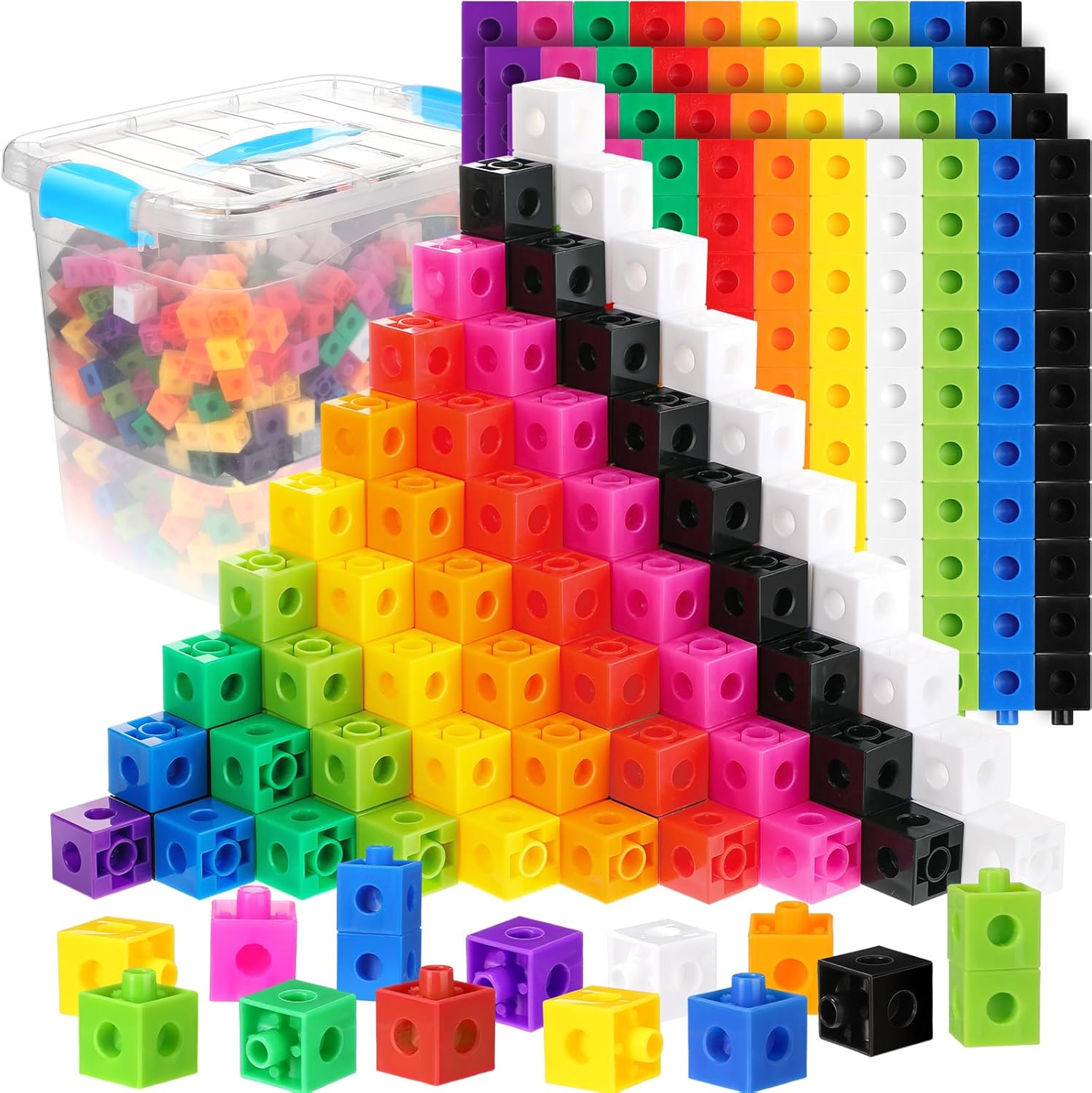 Jenaai 500 Pcs Math Learning Linking Cube for Kids Education