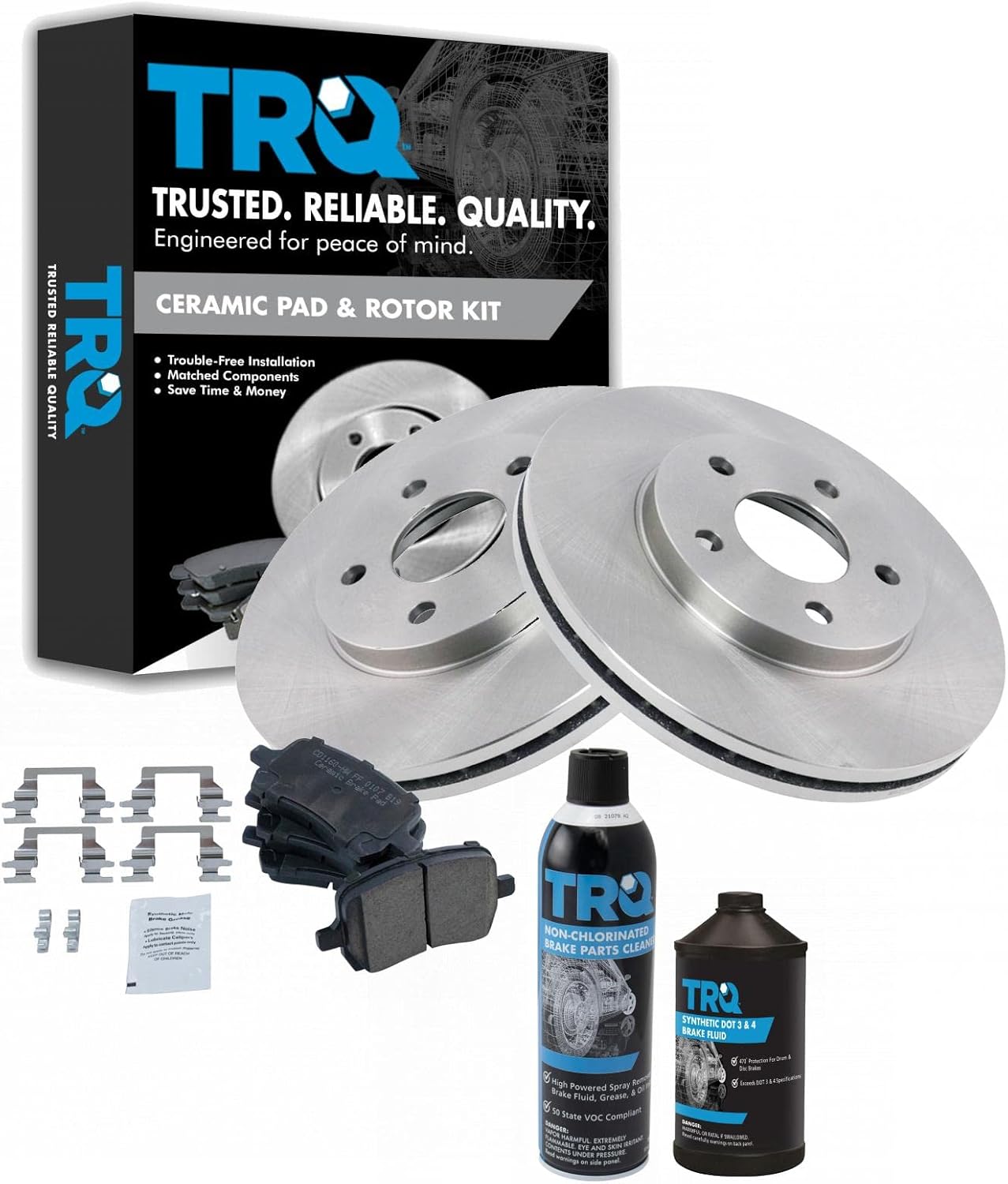 TRQ Front Brake Pad & Rotor Kit for 2007-2008 Chevrolet Malibu