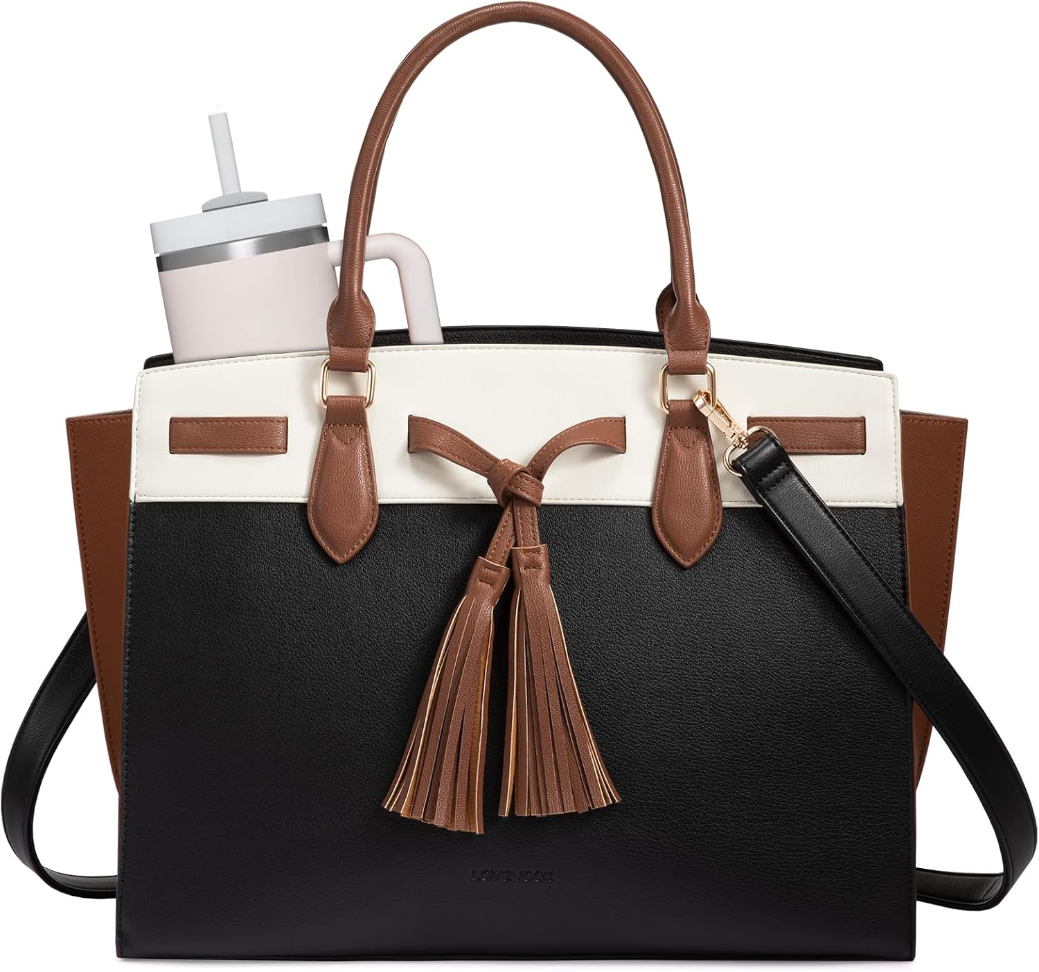 LOVEVOOK Laptop Bag for Women - Stylish Work Tote with Cup Holder