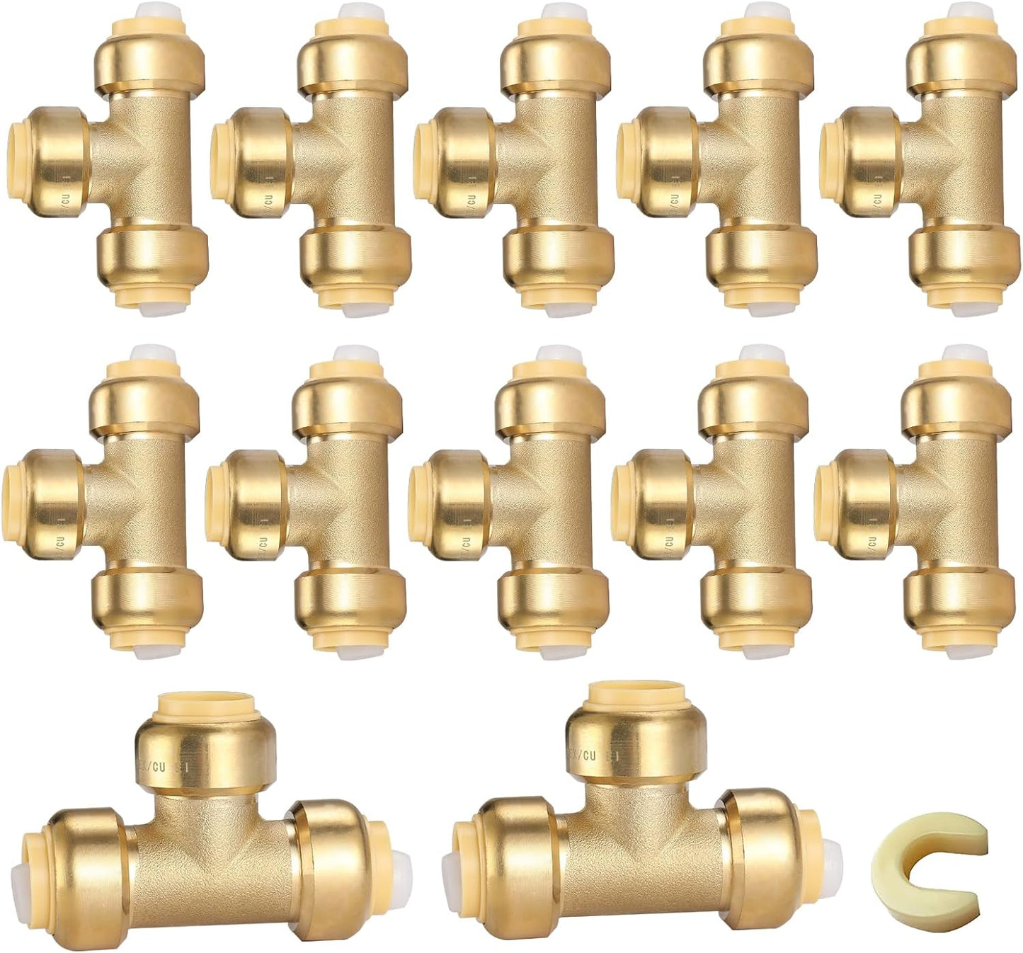 HeSun 12-Pack Pushfit Tee for PEX, Copper, CPVC, PE-RT Pipes