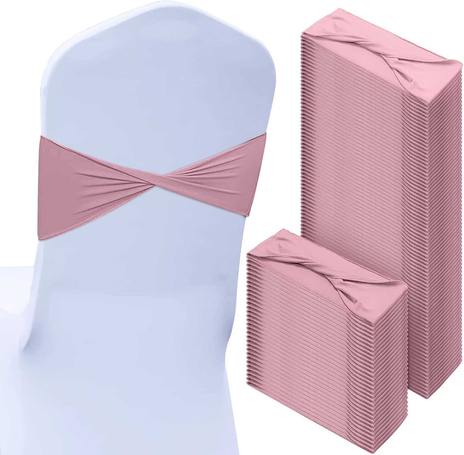 Spandex Chair Sashes for Weddings and Events - 100 Pcs Set