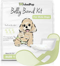 WICKEDPUP Male Dog Belly Band Kit - 50 Pads + Reusable Wrap