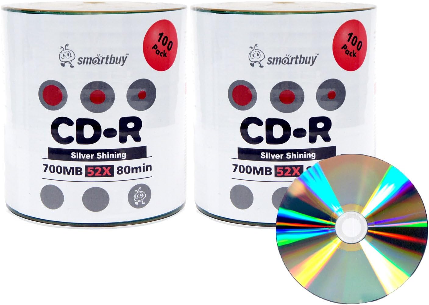 Smart Buy Shiny Silver Top CD-R 200 Pack for Quality Recording