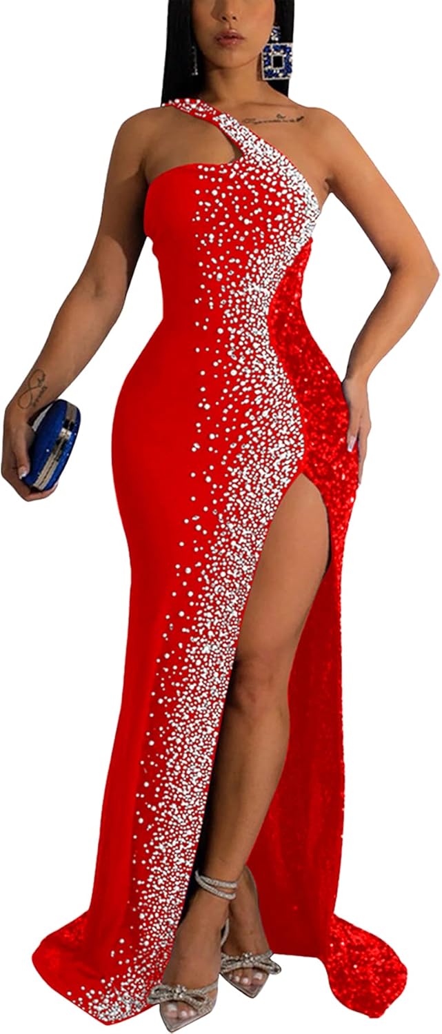Nagfar Women Rhinestone and Sequin Dress for Parties and Nights Out
