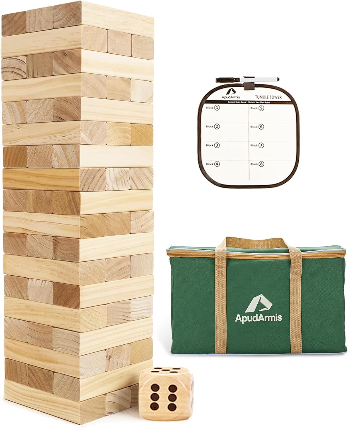 Giant Tumble Tower Game - 54 PCS Pine Wooden Stacking Fun