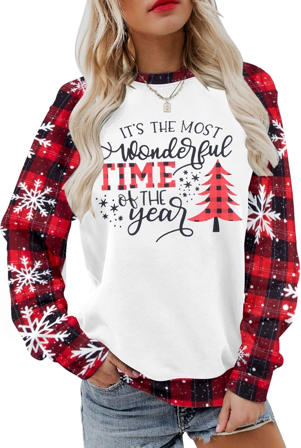 Christmas Snowflake Print Sweatshirt by TAOHONG
