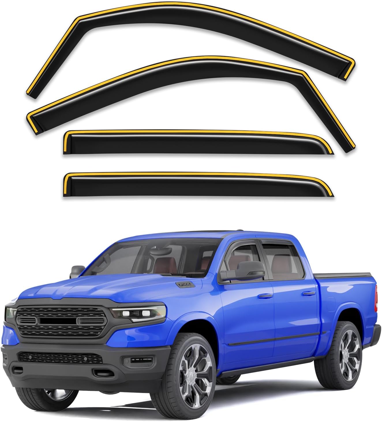 in-Channel Rain Guards for Dodge RAM 1500 2019-2025 Crew Cab
