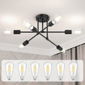Modern Sputnik Chandelier with 6 T64 Bulbs - 22in Semi Flush Statement