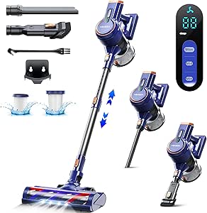 Voweek Cordless Vacuum Cleaner with 3 Power Modes and LED Display
