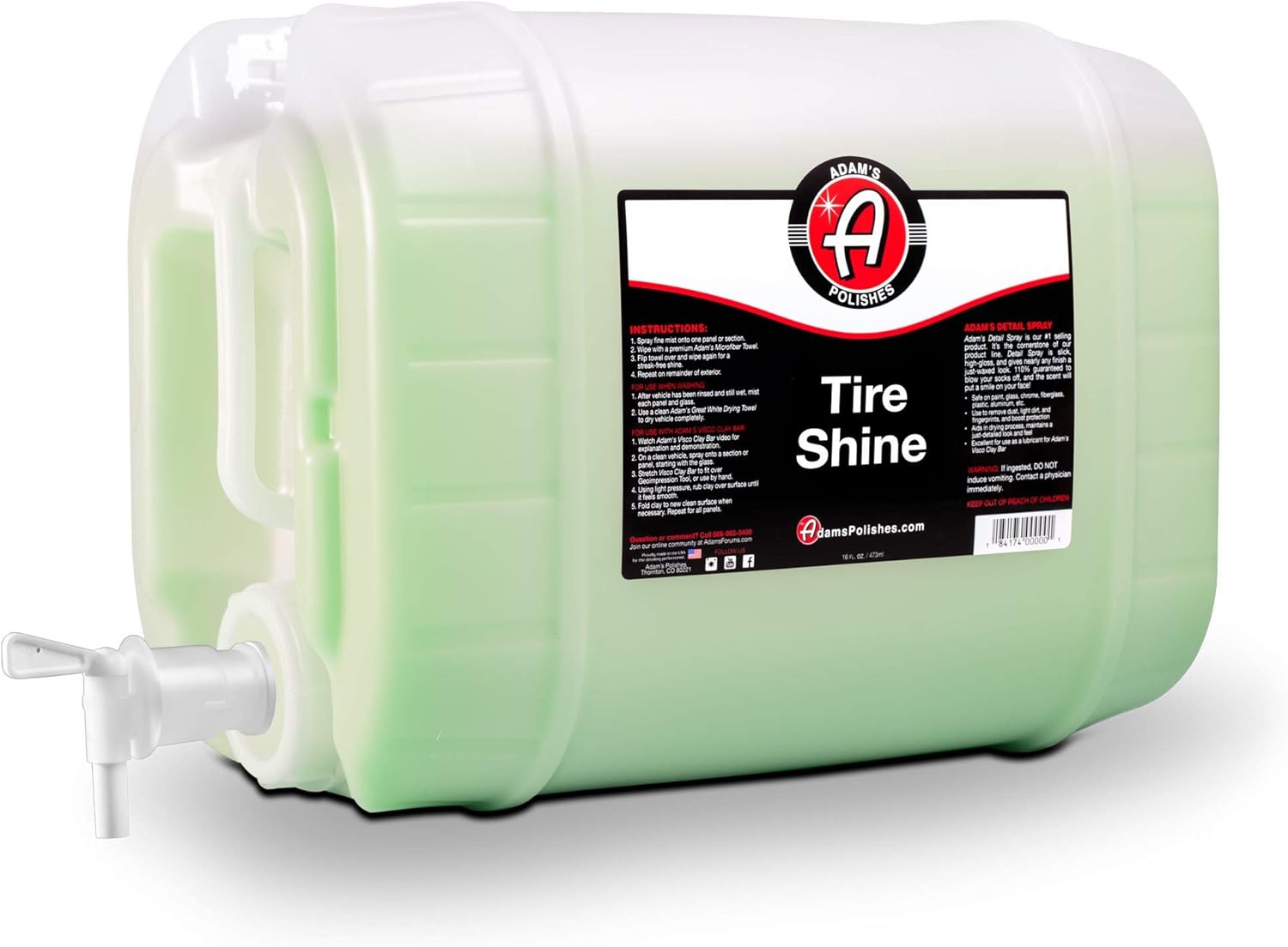Adam's Polishes Tire Shine 5 Gal - Non Greasy Tire Dressing