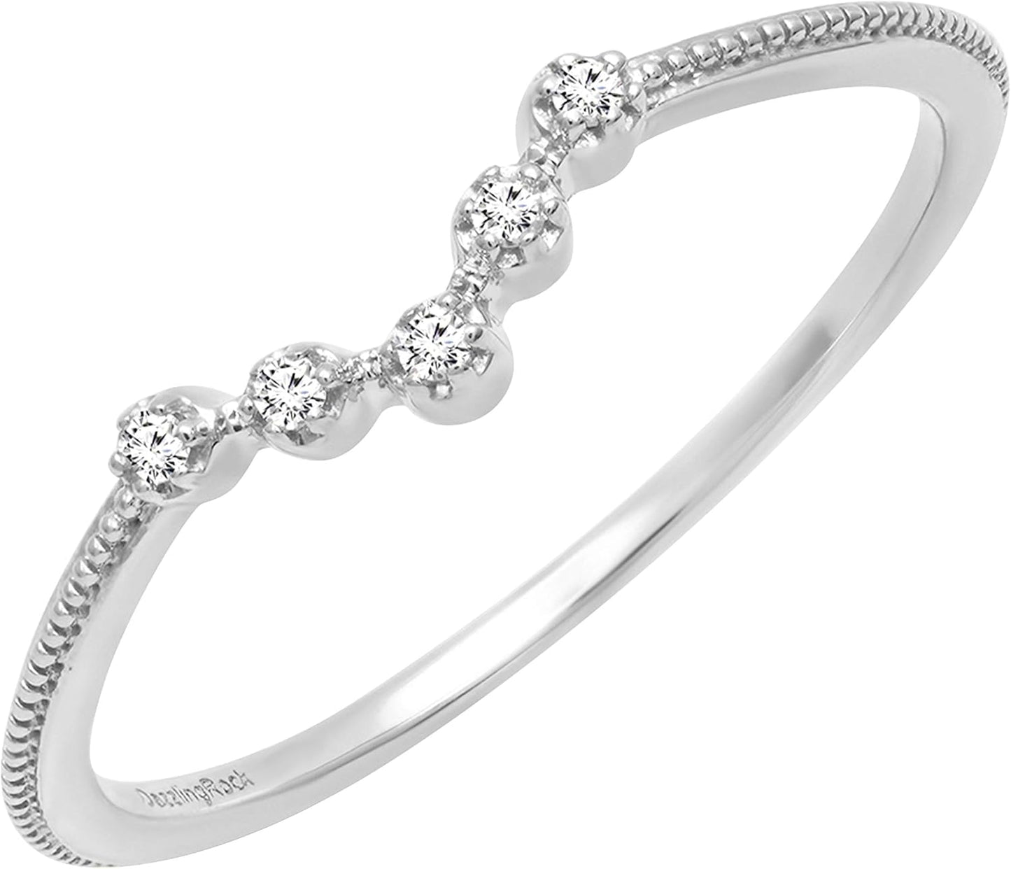 Dazzlingrock Collection White Diamond 5 Stone Beaded Band for Women