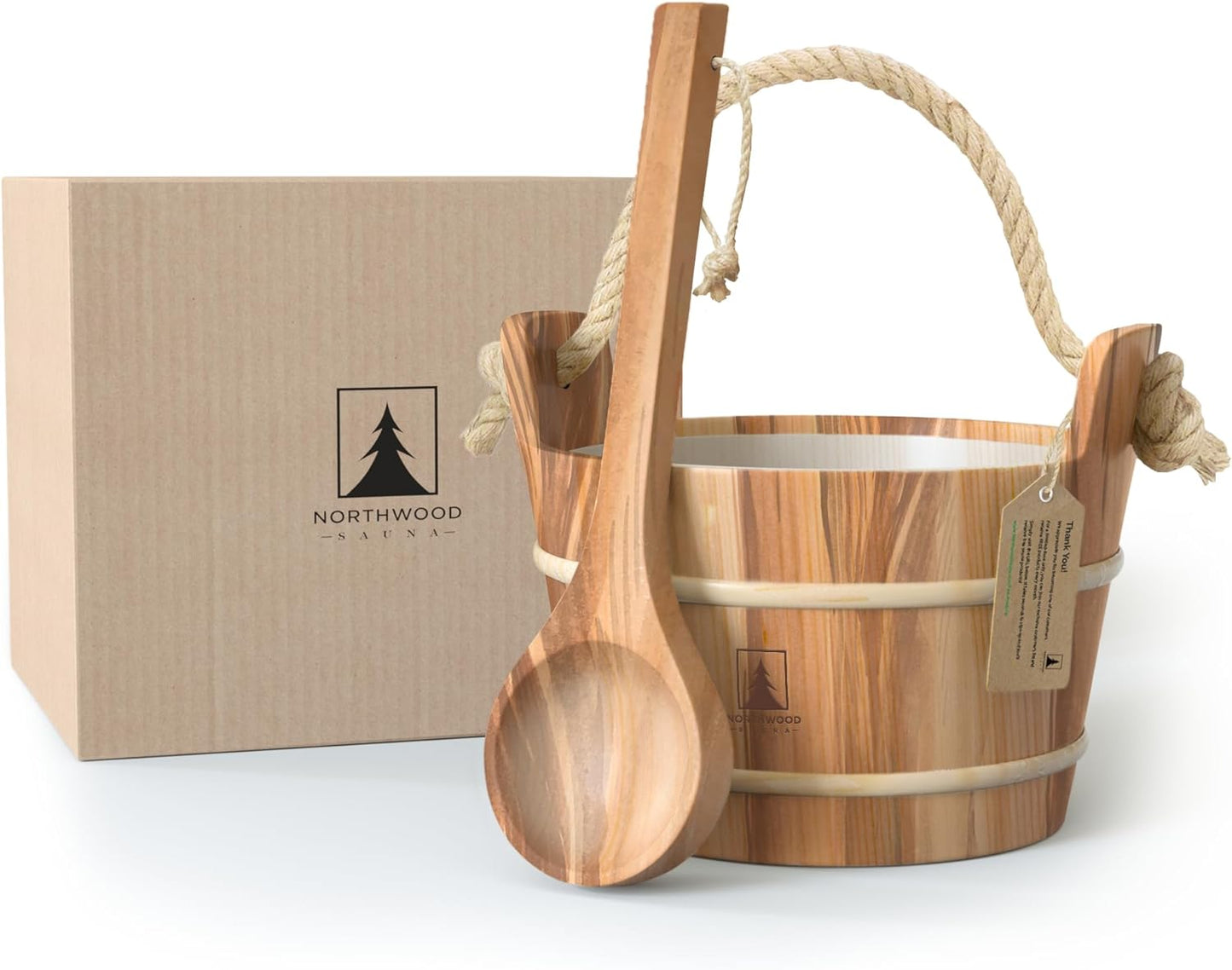 Handmade Sauna Bucket and Ladle Set from Canadian Red Cedar