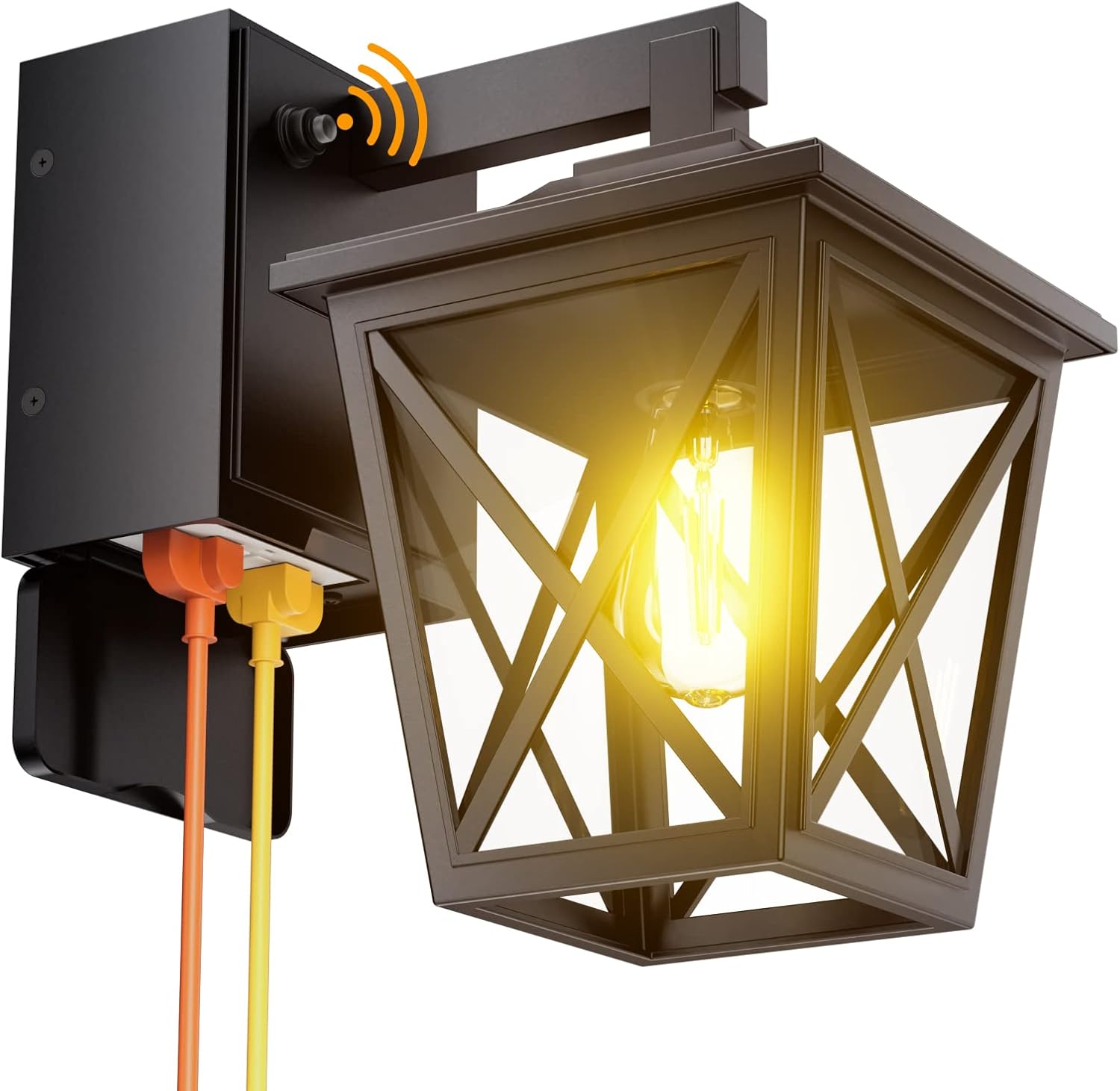 Dusk to Dawn Outdoor Porch Lights with Built-in GFCI Outlet
