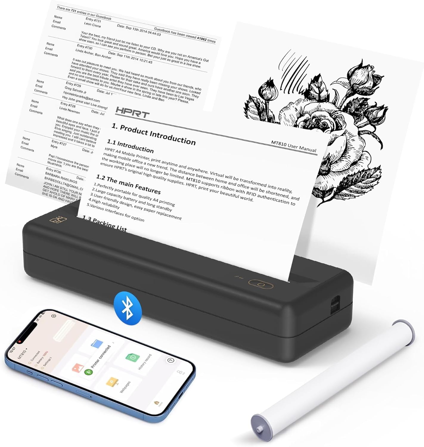 Inkless Portable Printer, Perfect for Home & Travel, Supports 8 & 4 Paper, No Ink Needed