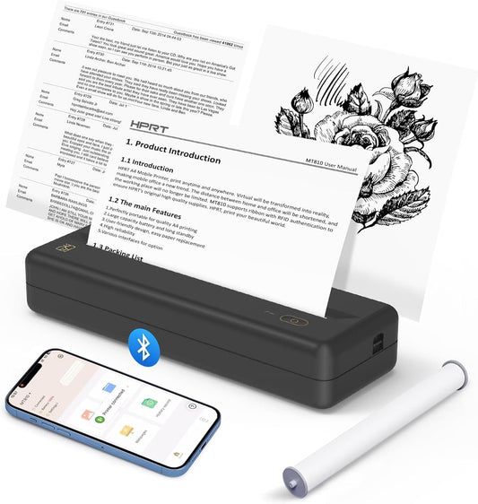 Inkless Portable Printer, Perfect for Home & Travel, Supports 8 & 4 Paper, No Ink Needed