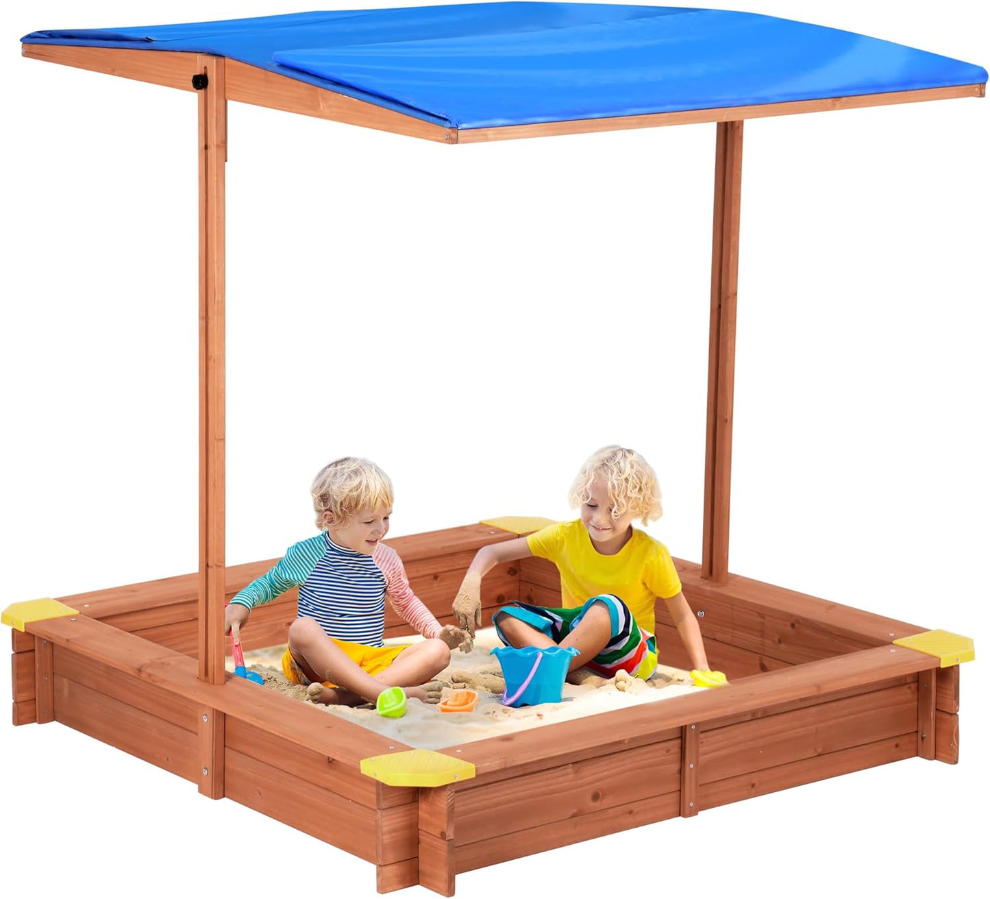Kids Sandbox with Cover for Outdoor Play, 47x47 inch Size