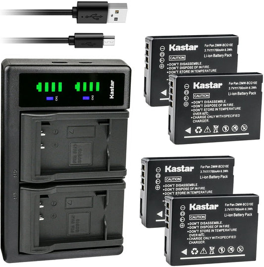 Kastar 4-Pack DMW-BCG10 Battery and USB Charger for Panasonic