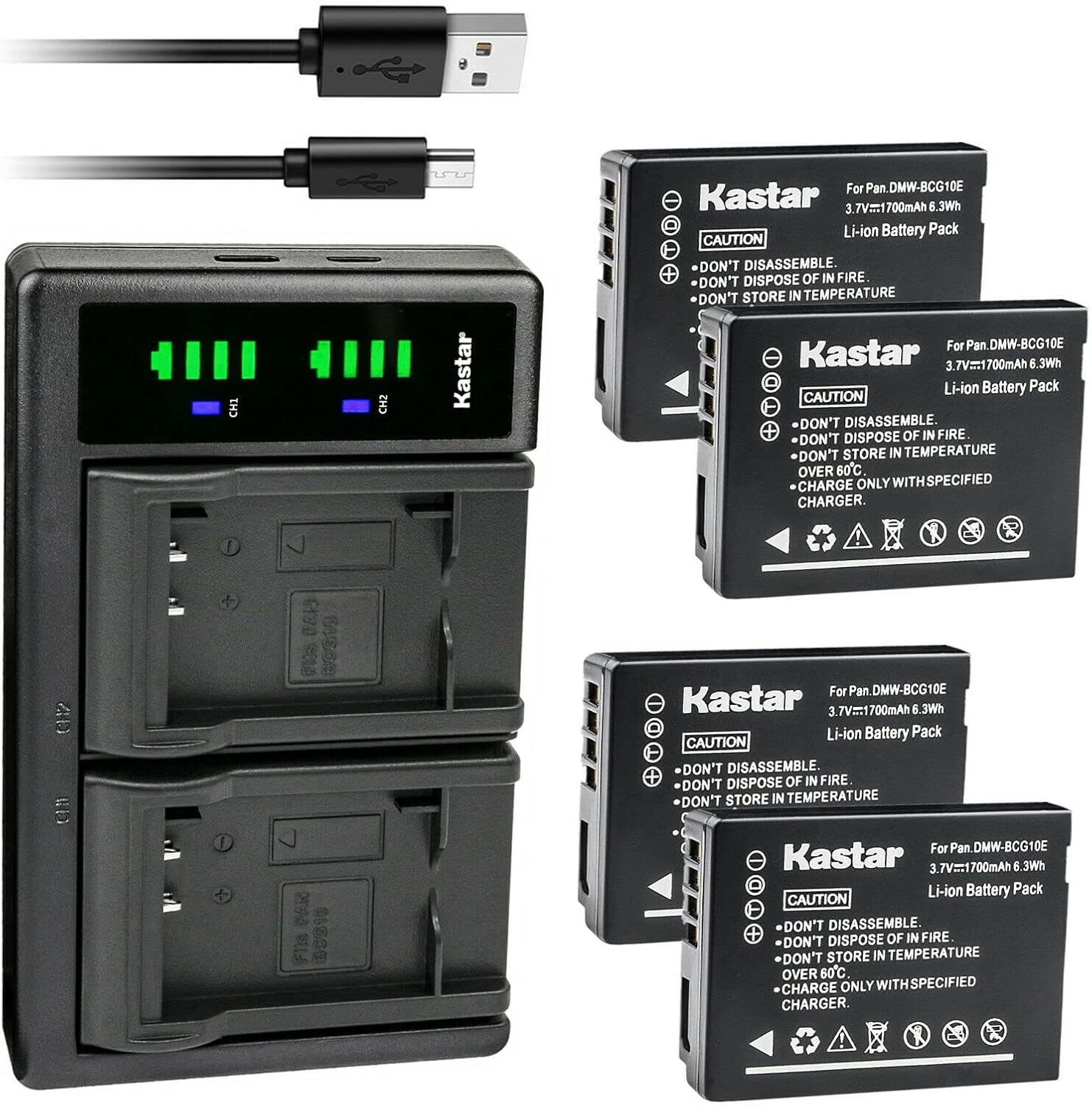 Kastar 4-Pack Battery and USB Charger for Panasonic Cameras