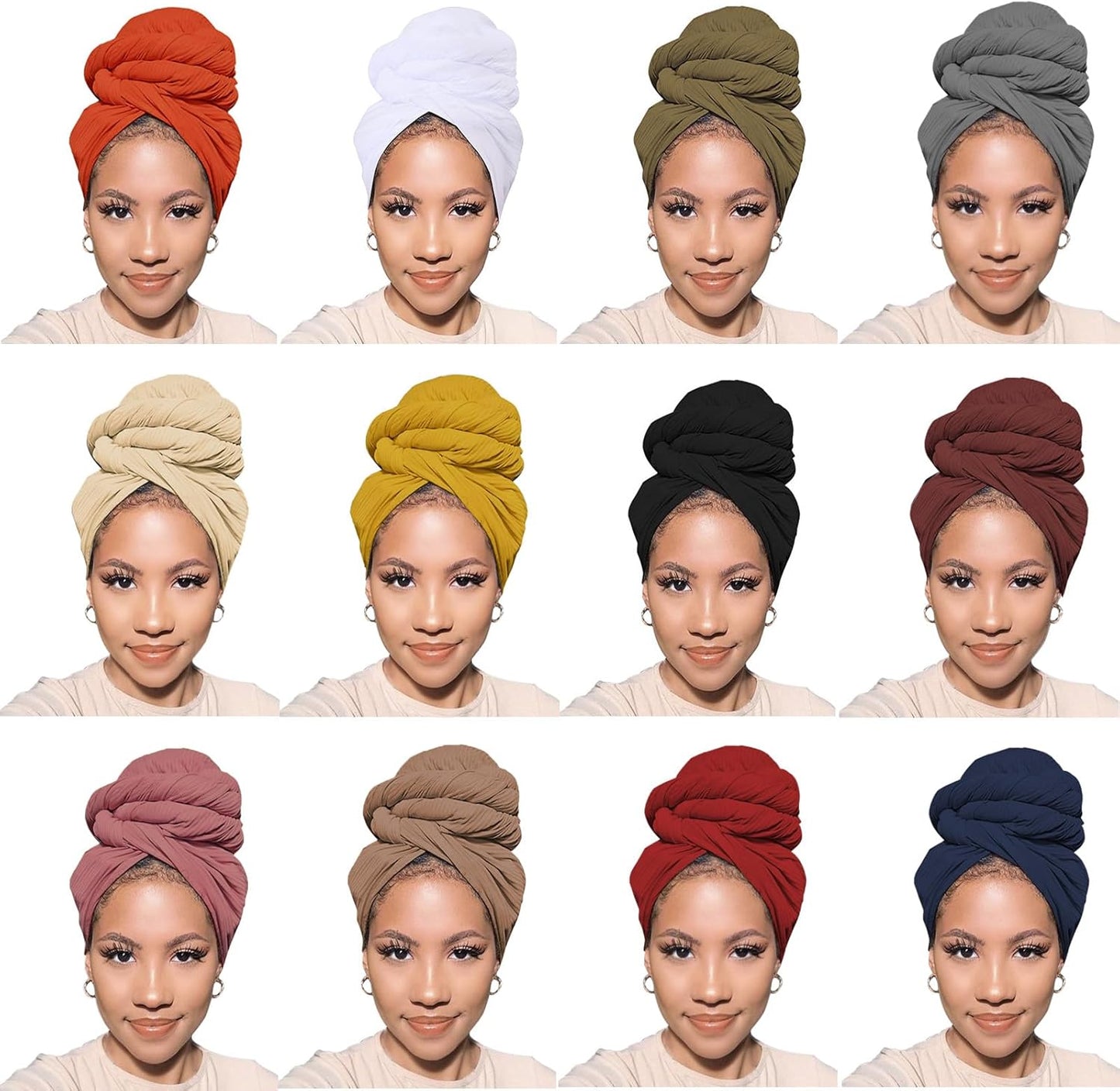 PWEOUKE Head Wraps for Black Women - Lightweight Turban Scarves