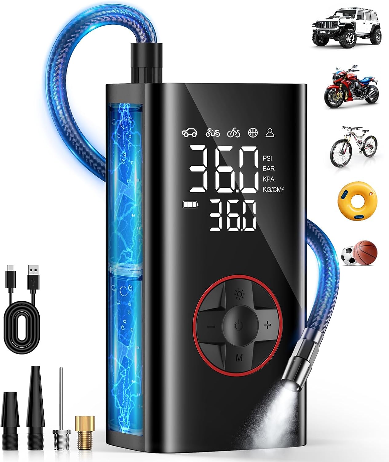 Portable Tire Inflator with 150PSI and 10000 mAh Battery