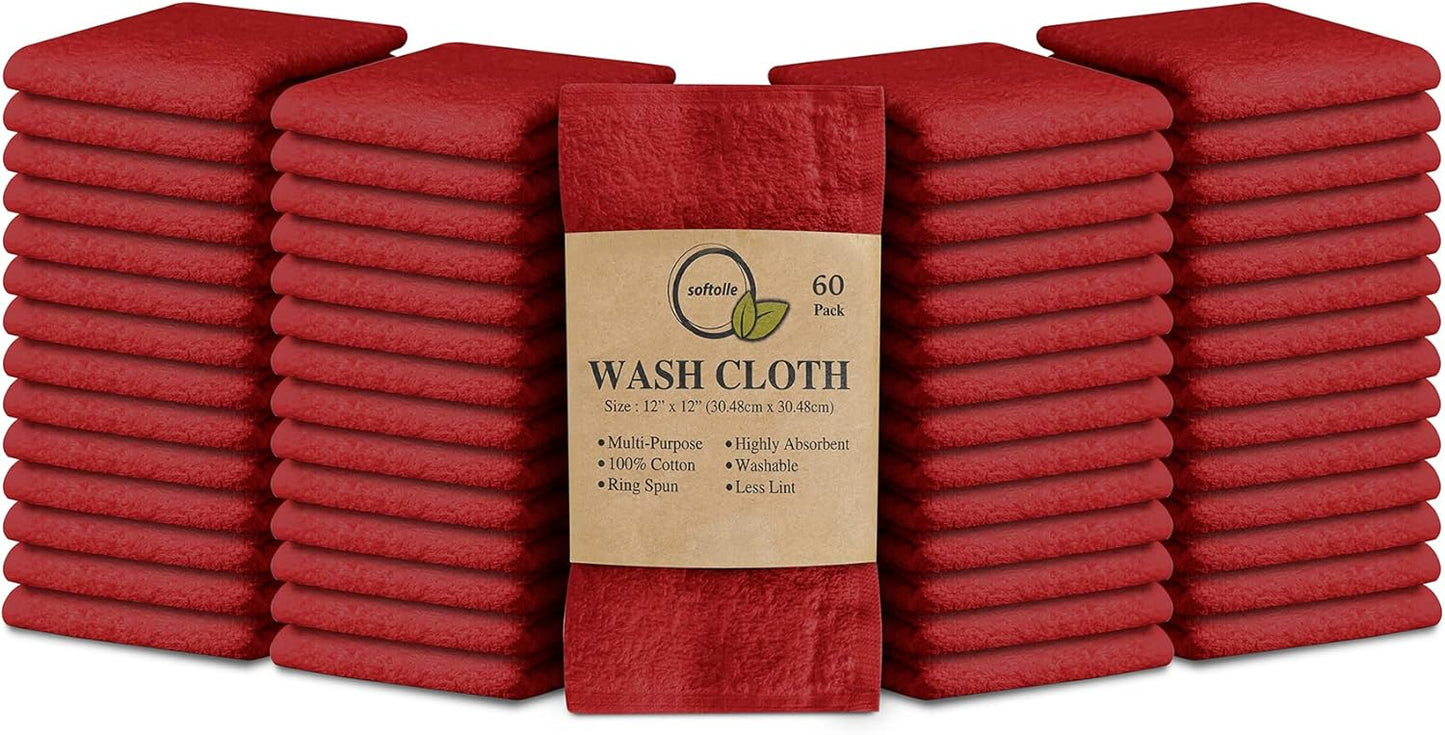 Softolle 100% Cotton Washcloths - Highly Absorbent Face Towels