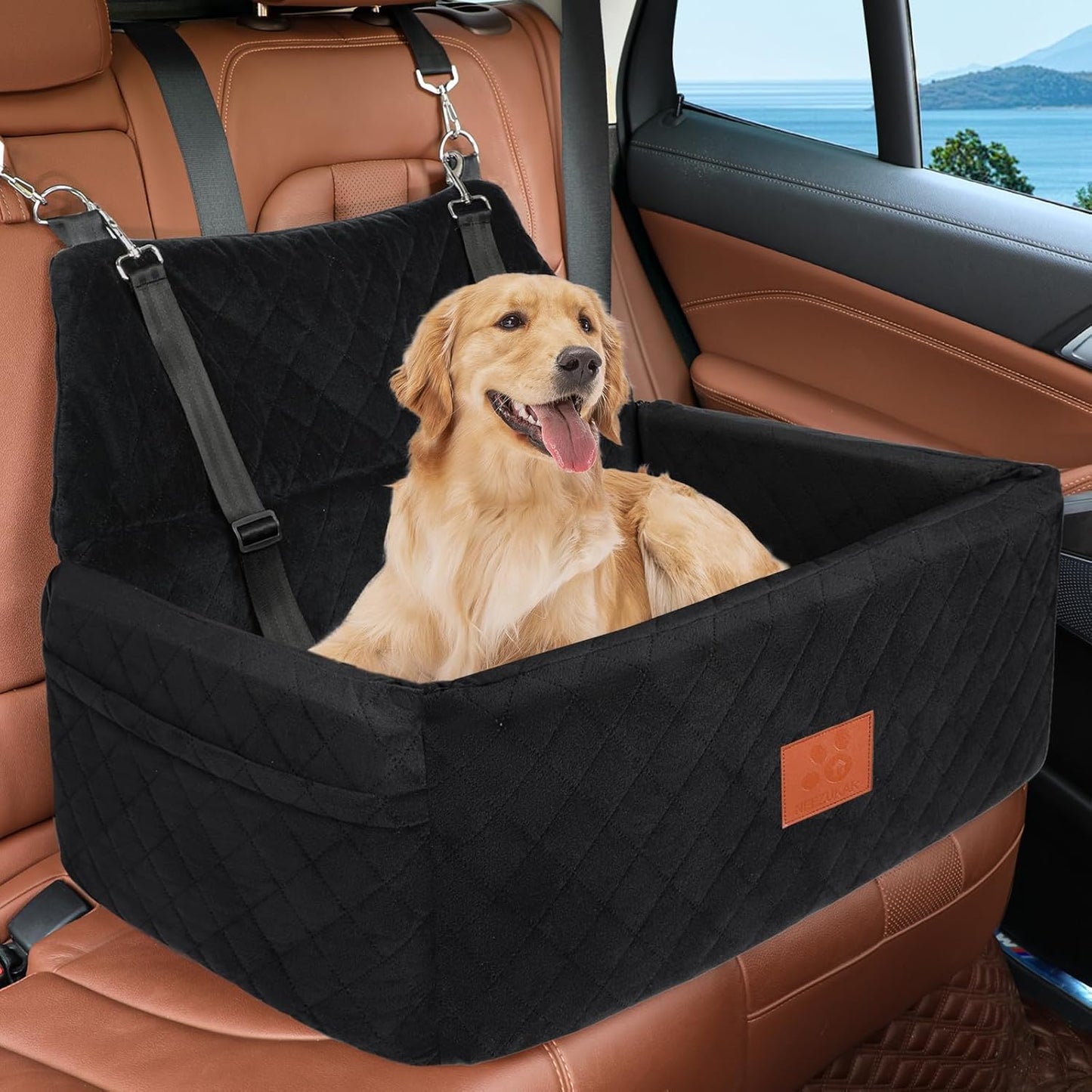 Dog Car Seat for Large Medium Dogs, Portable Washable Travel Bed