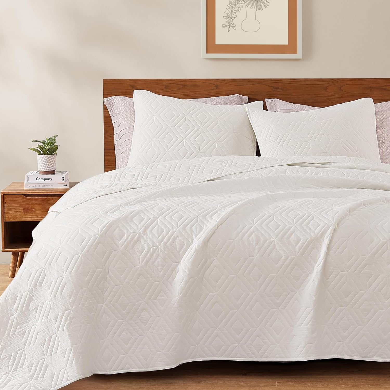 WRENSONGE Queen Quilt Set - Stylish Geometric Bedding for All Seasons
