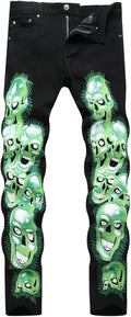Baylvn Men's Casual Printed Slim Fit Jeans Skinny Denim Pants you