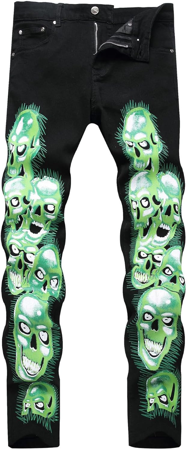 Baylvn Men's Casual Printed Slim Fit Jeans for Trendy Style