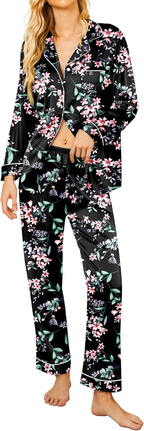 Ekouaer Silk Satin Pajamas Set for Women - Soft and Comfy Sleepwear