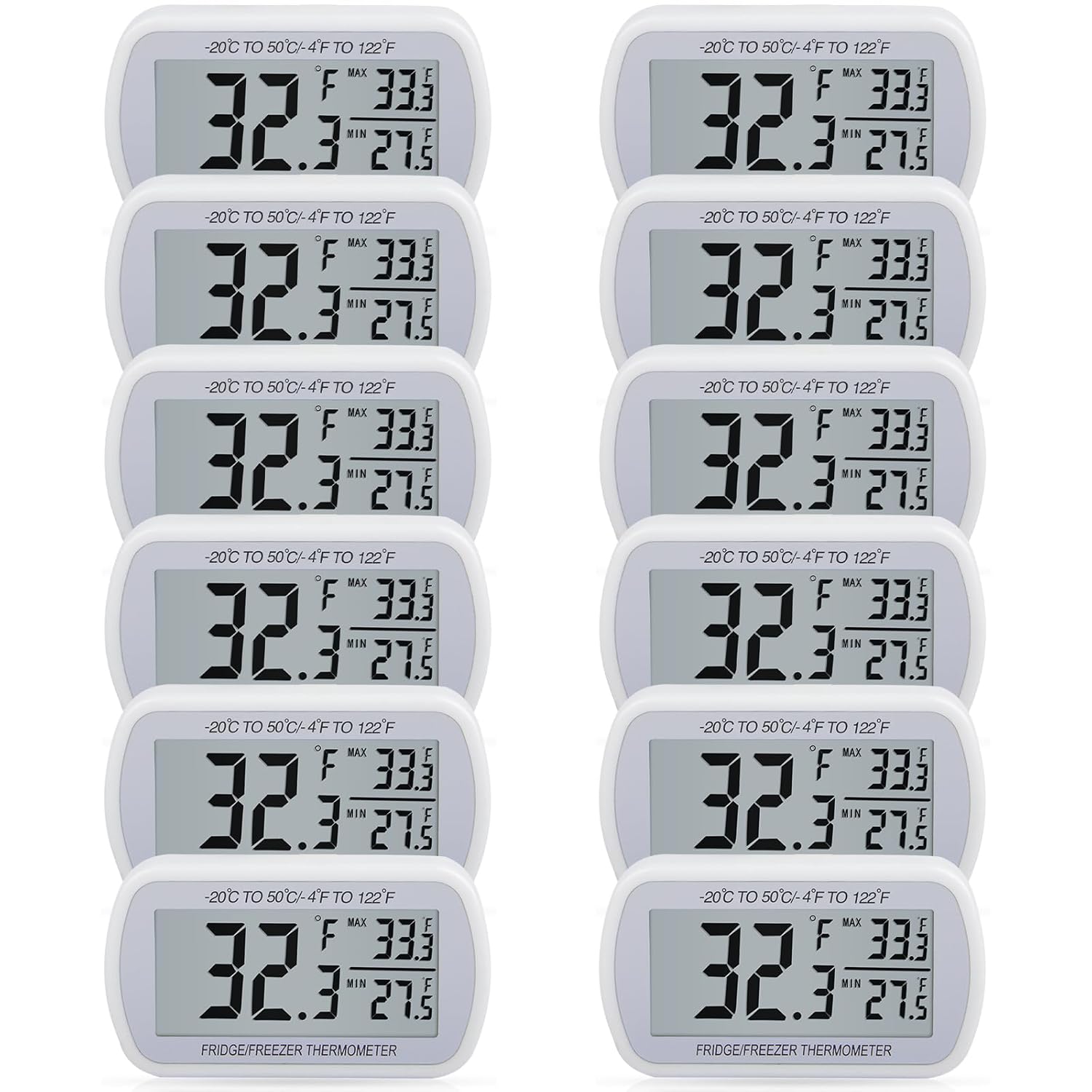 Waterproof Digital Refrigerator Thermometer with Large LCD Display