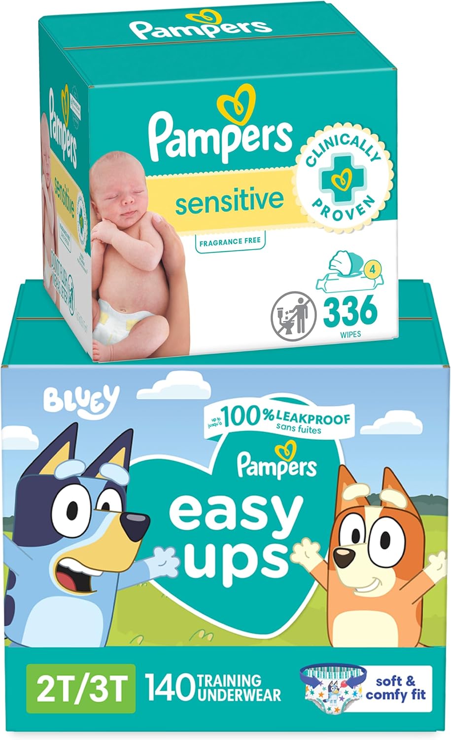 Pampers Easy Ups Training Pants 140ct + 336ct Baby Wipes, 2T-3T