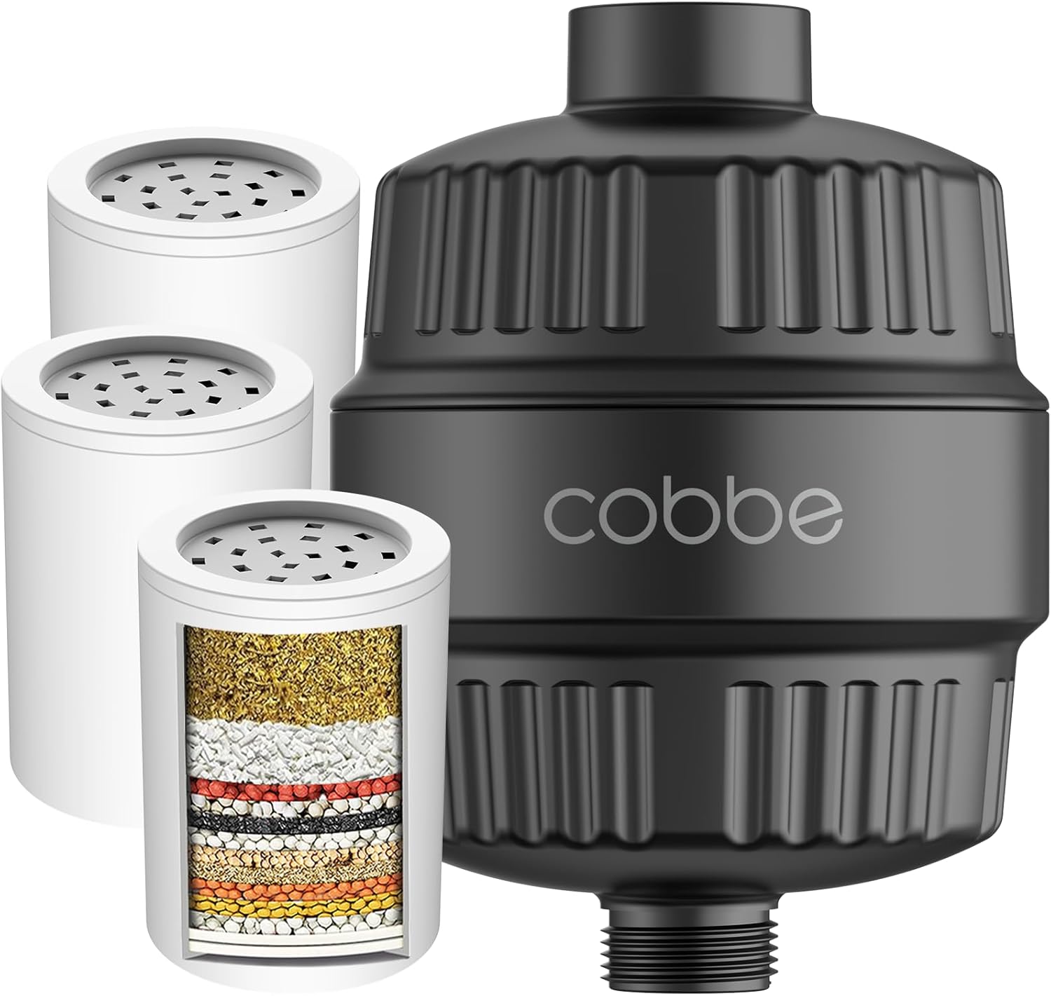 Cobbe High Output Shower Filter for Hard Water - Matte Black