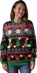 LED Ugly Christmas Sweater for Women Unisex Men Xmas Pullover - Fun