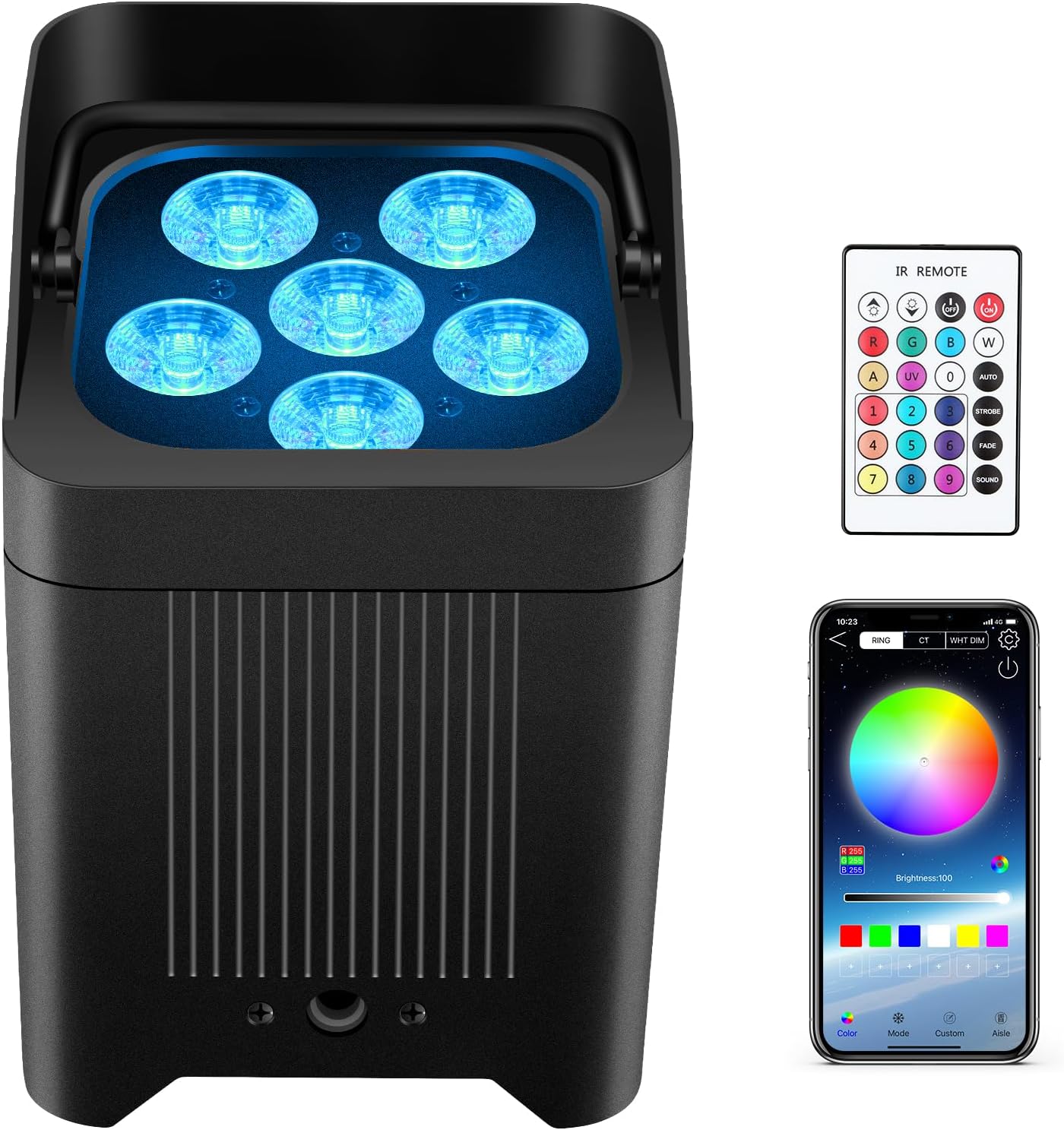 Rechargeable Stage Par Light - 108W 6IN1 RGBWA+UV for Events