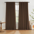 Brown Blackout Pleated Look Curtains 96 in Long - 100% Light Blocking