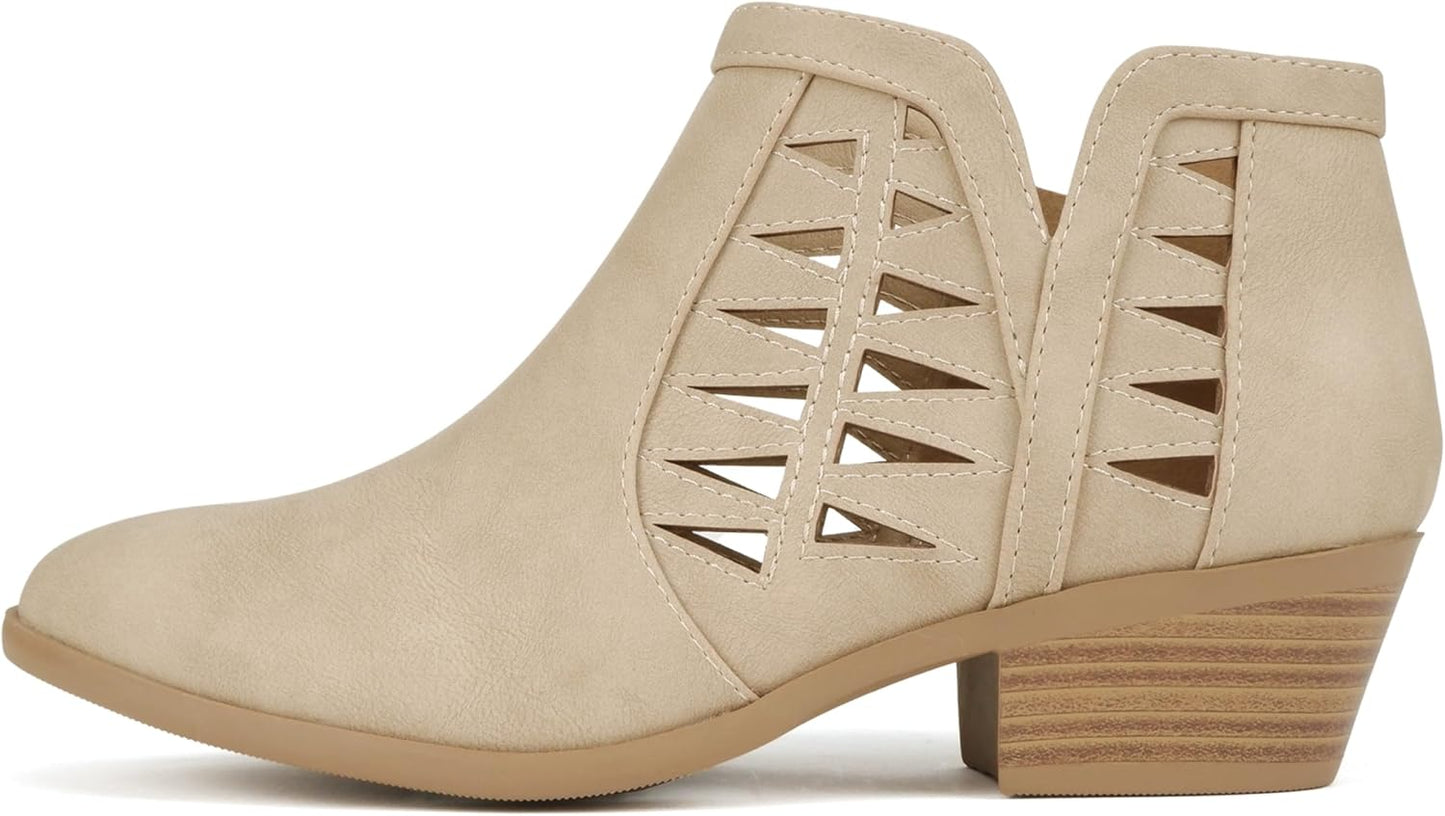Soda CHANCE Womens Perforated Cut Out Block Heel Ankle Booties