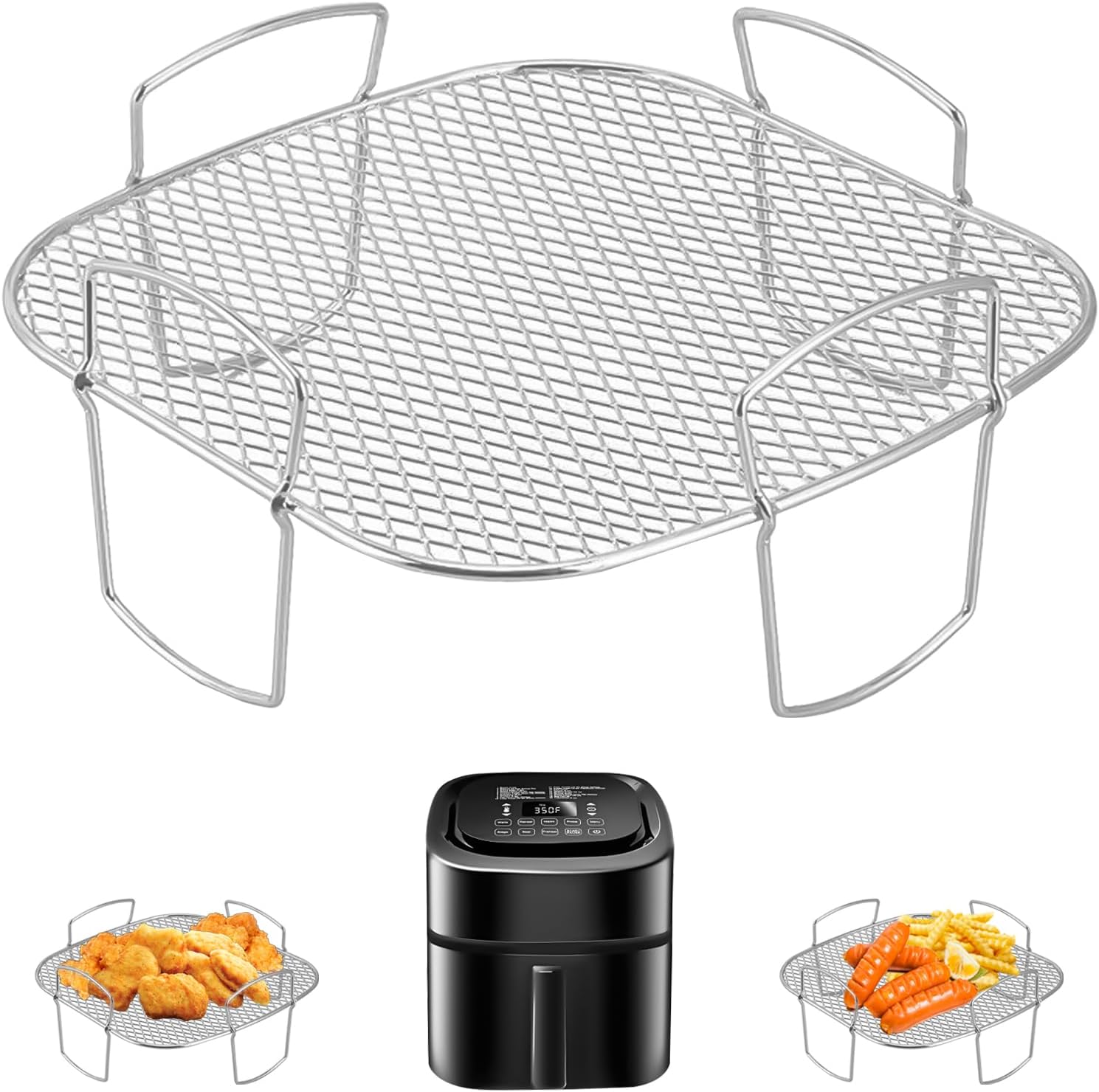 Steel Non-Stick Air Fryer Grill Basket Set