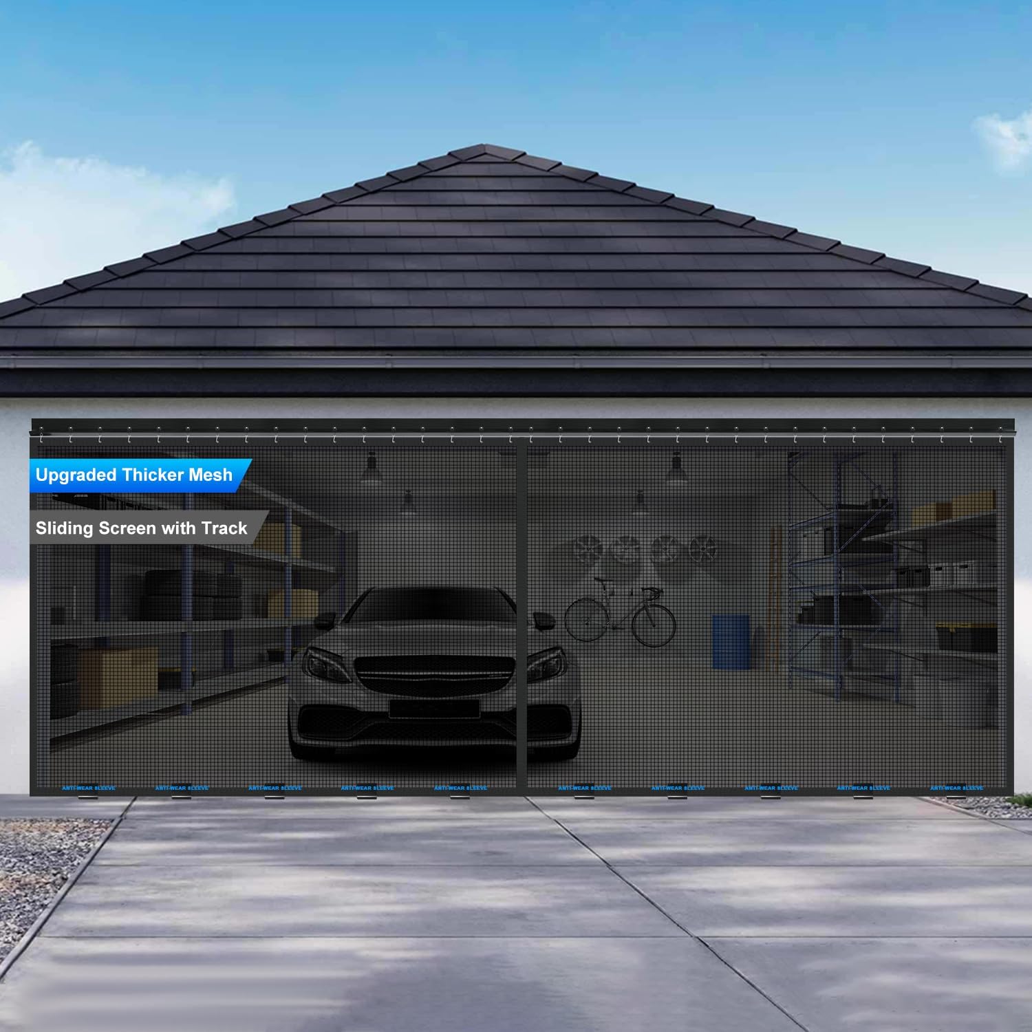 Sliding Garage Door Screen 16x7FT for Easy Access and Fresh Air