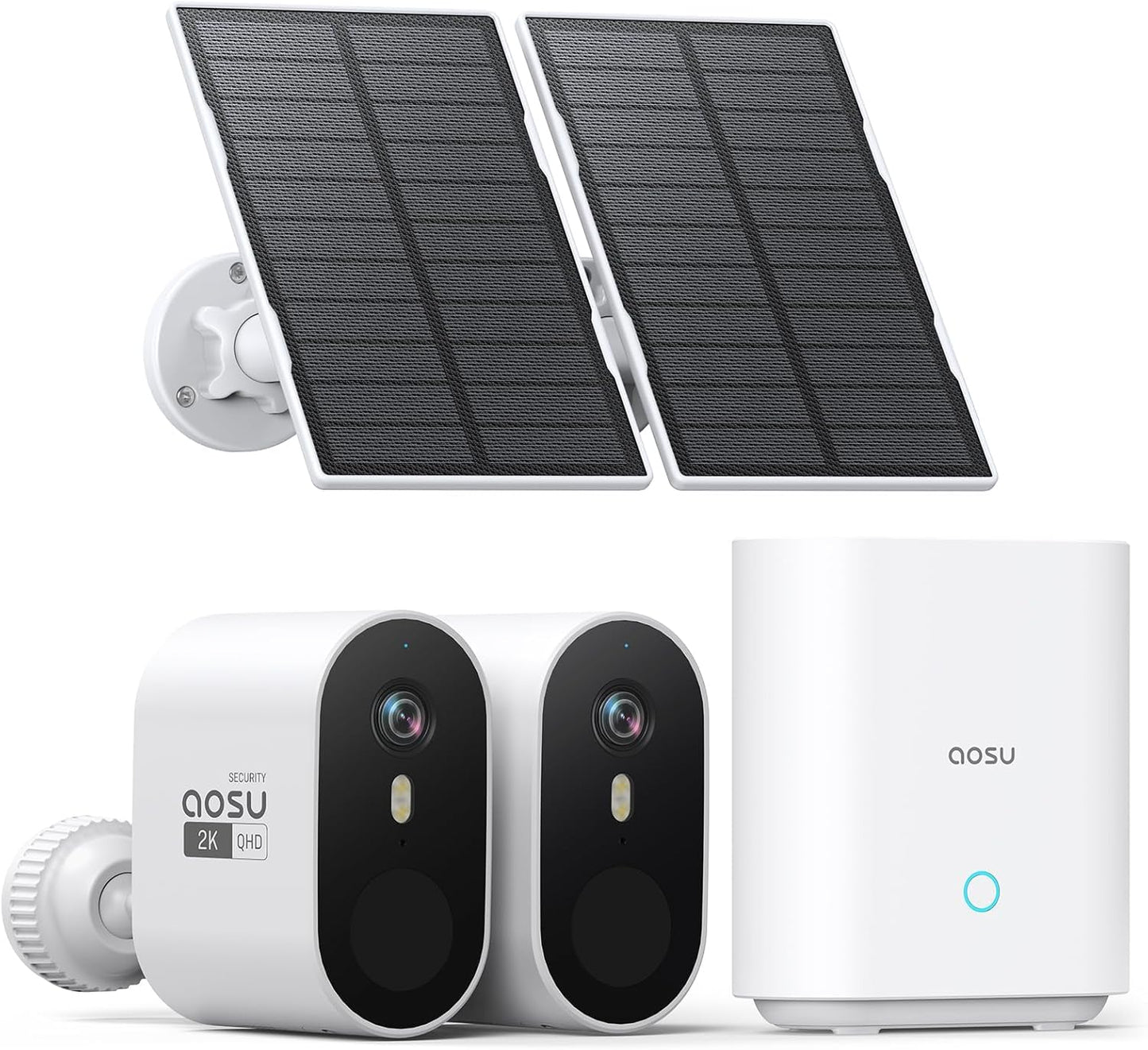 AOSU 2K Wireless Security Cameras: Forever Power, 166 View