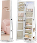Mirror Jewelry Cabinet Armoire with LEDs and Massive Storage