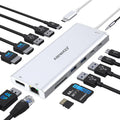USB C Hub Docking Station Dual/Triple Display 14-in-1 - Silver