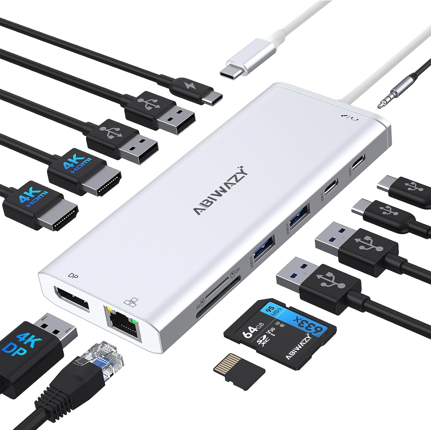 USB C Hub Docking Station for Dual Monitor Setup 14 in 1