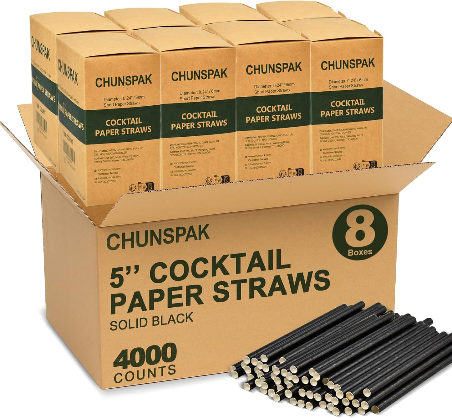 5 Inch Disposable Black Paper Cocktail Straws for Bars & Restaurants