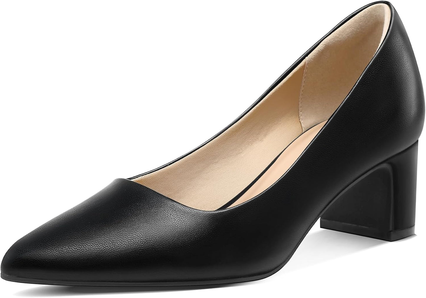 mysoft Women's Pointed Toe Pumps with 2 Inch Chunky Block Heels