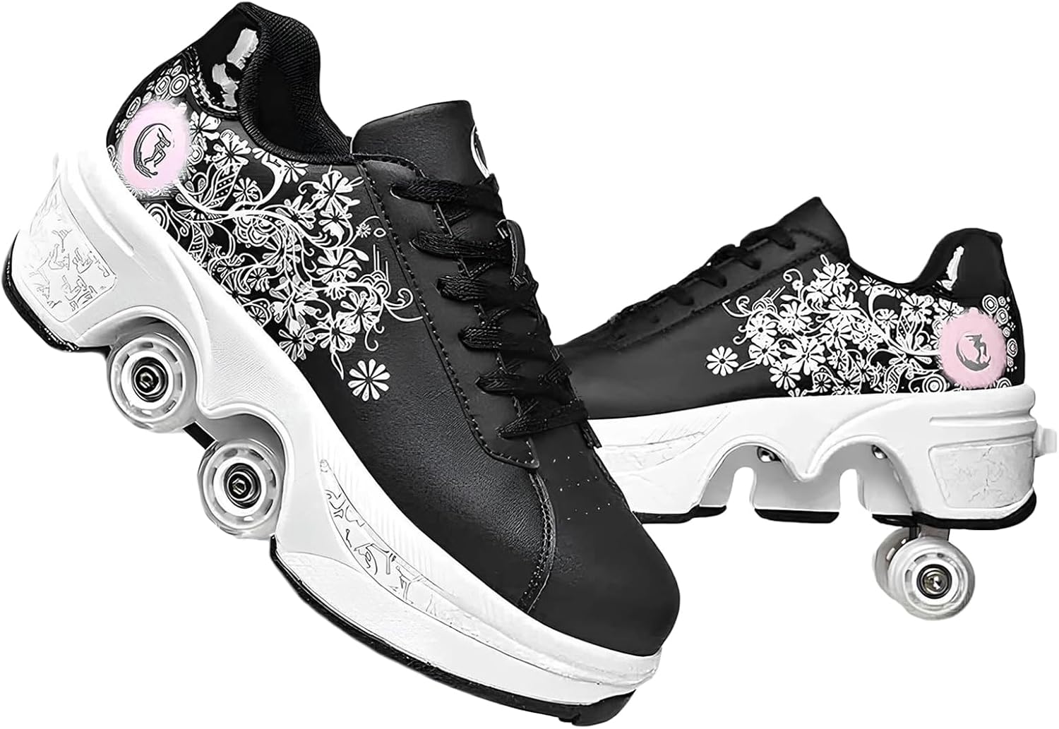 Double-Row Deform Wheel Automatic Walking Shoes for Fun