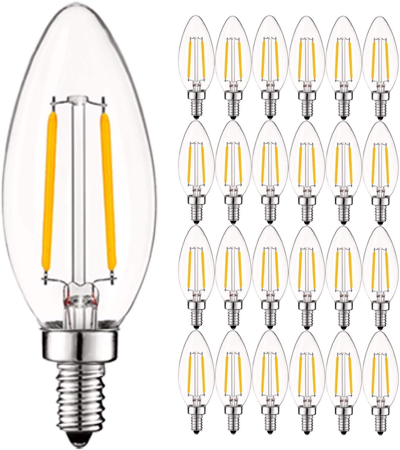 LUXRITE 4W Vintage Candelabra LED Bulbs for Chandelier Use