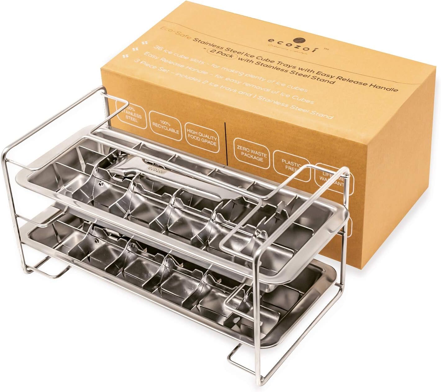 Non-Toxic Stainless Steel Ice Cube Tray for Eco-Friendly Freezing
