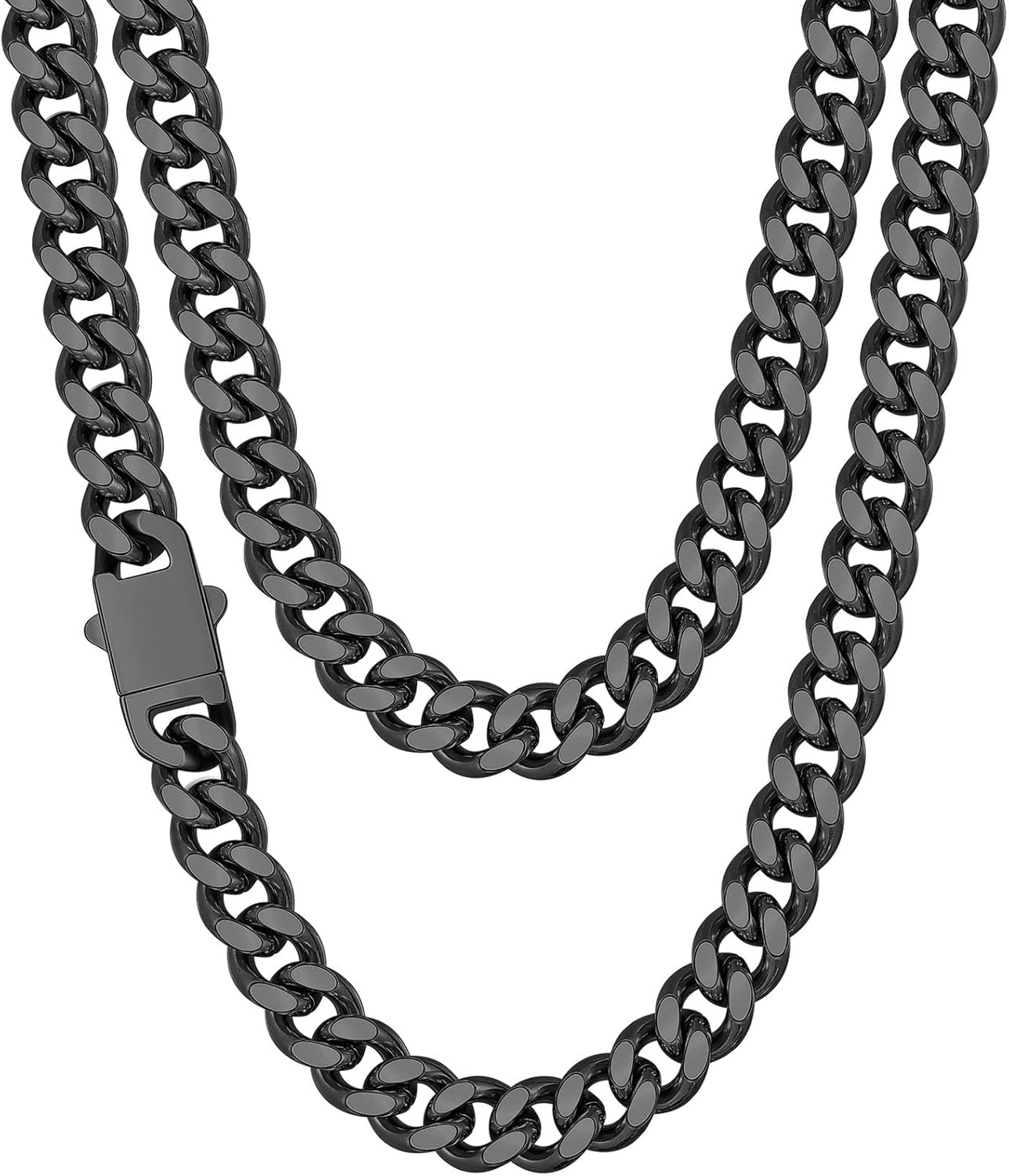 Fiusem Silver Tone Cuban Link Chain Necklace for Men, 18-28 in