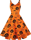 GOOBGS Women's 1950s Retro Spaghetti Strap Cocktail Swing Dress prom